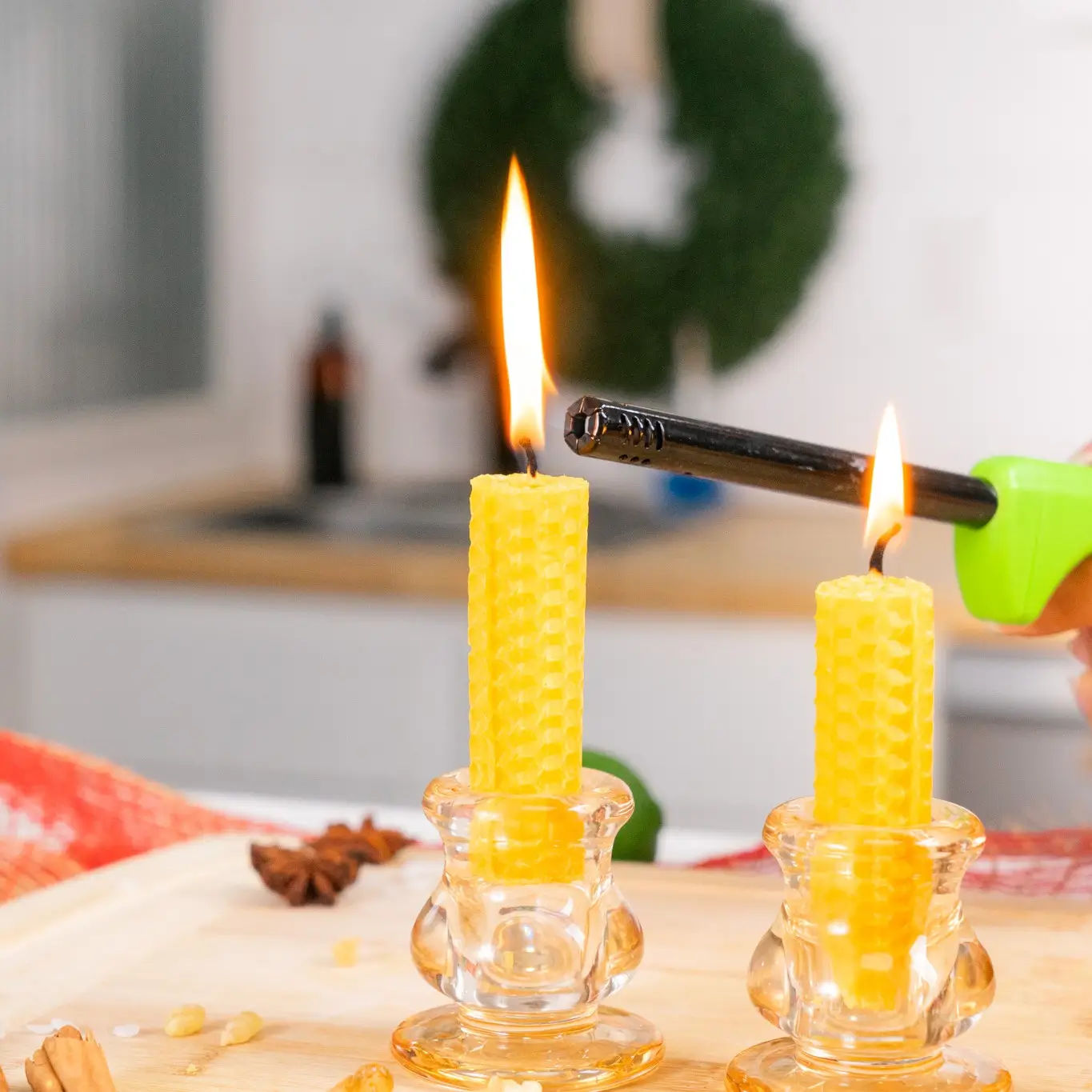 Harvest Glow Beeswax Tapers, the August Recipe Box theme